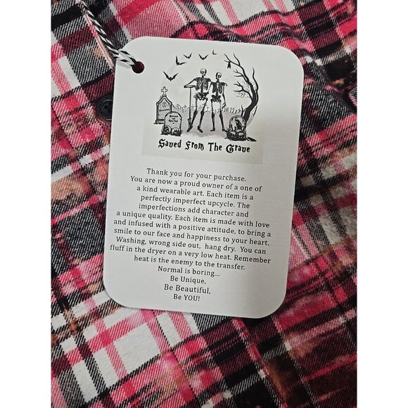 OOAK Upcycled Flannel Shacket Jacket Normal Is Boring Sassy Humor Pockets Size M - Picture 16 of 16